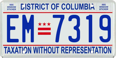 DC license plate EM7319