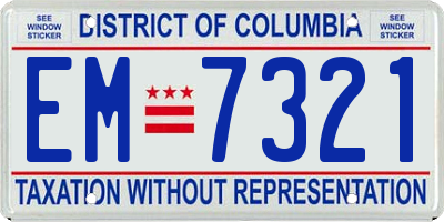 DC license plate EM7321