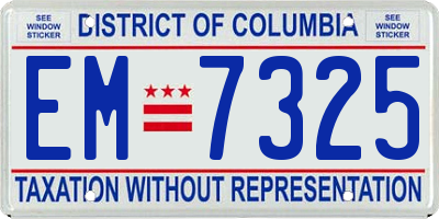 DC license plate EM7325