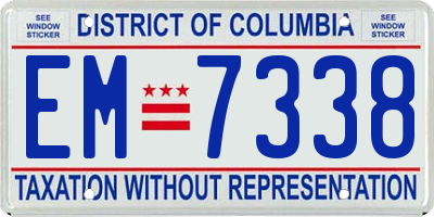 DC license plate EM7338