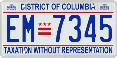DC license plate EM7345