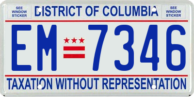 DC license plate EM7346