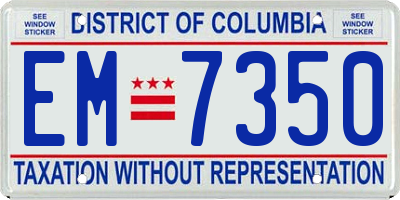 DC license plate EM7350