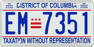 DC license plate EM7351