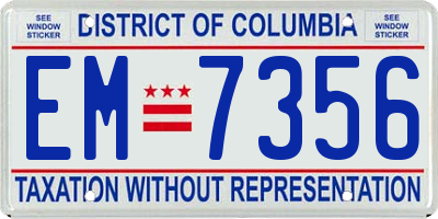 DC license plate EM7356