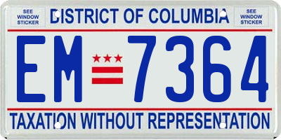 DC license plate EM7364