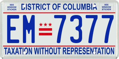 DC license plate EM7377