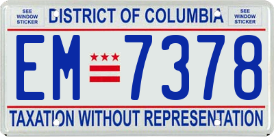 DC license plate EM7378