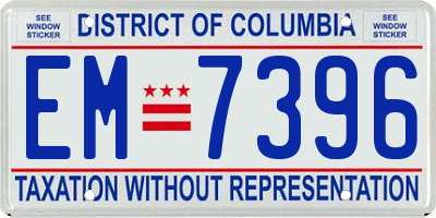 DC license plate EM7396