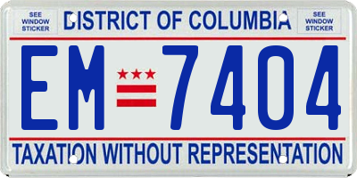 DC license plate EM7404