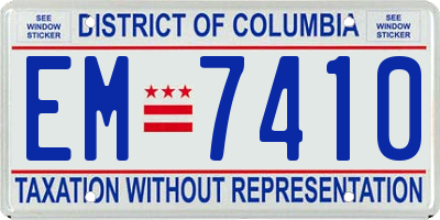 DC license plate EM7410
