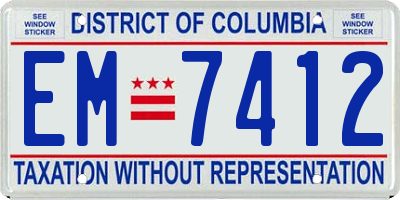 DC license plate EM7412