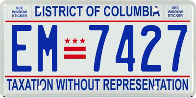 DC license plate EM7427