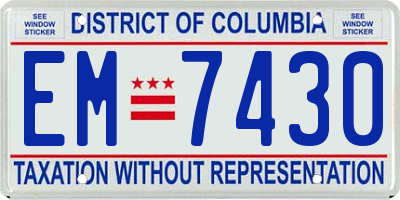 DC license plate EM7430