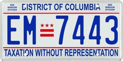 DC license plate EM7443