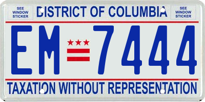 DC license plate EM7444