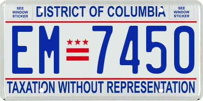 DC license plate EM7450