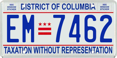 DC license plate EM7462
