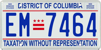 DC license plate EM7464