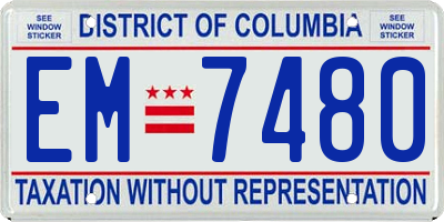 DC license plate EM7480
