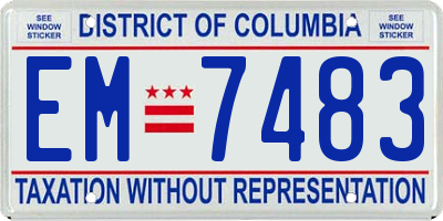 DC license plate EM7483