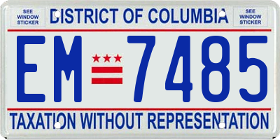 DC license plate EM7485
