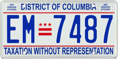 DC license plate EM7487