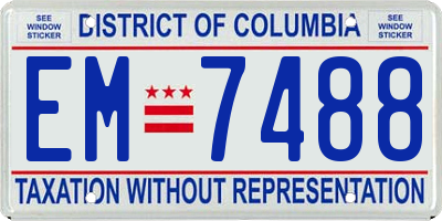 DC license plate EM7488