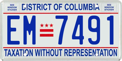 DC license plate EM7491