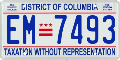 DC license plate EM7493