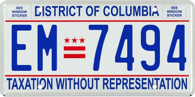 DC license plate EM7494