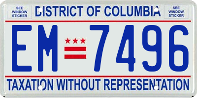 DC license plate EM7496