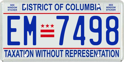 DC license plate EM7498