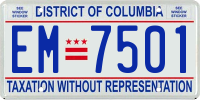 DC license plate EM7501