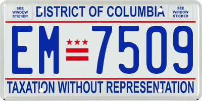 DC license plate EM7509