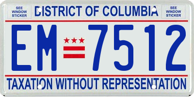 DC license plate EM7512