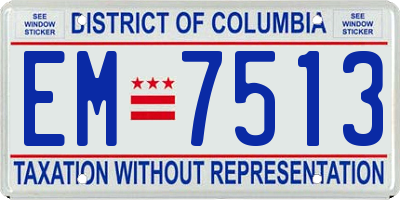 DC license plate EM7513