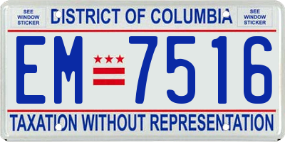 DC license plate EM7516