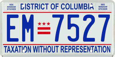 DC license plate EM7527
