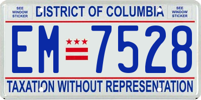 DC license plate EM7528