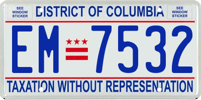 DC license plate EM7532