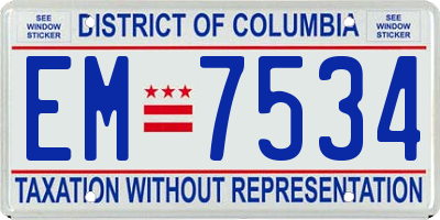 DC license plate EM7534