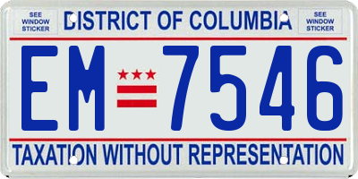 DC license plate EM7546