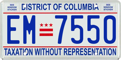 DC license plate EM7550