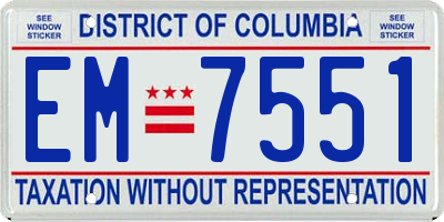 DC license plate EM7551