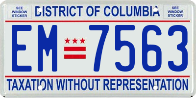DC license plate EM7563