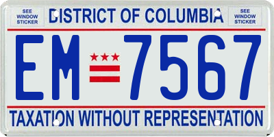 DC license plate EM7567