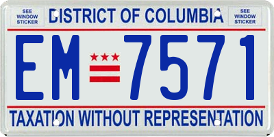 DC license plate EM7571