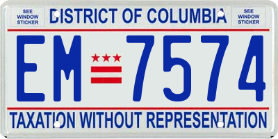 DC license plate EM7574