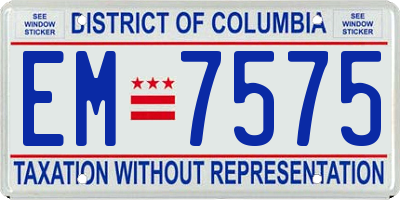 DC license plate EM7575